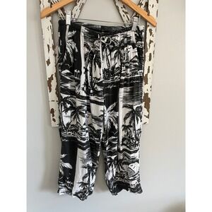 Vintage Jams World Island Life Cropped Pants Womens Size Small Palm Tree Print